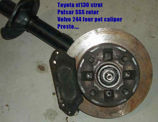Toyota XT130 strut, Pulsar SSS Rotor, Volvo 244 Caliper
